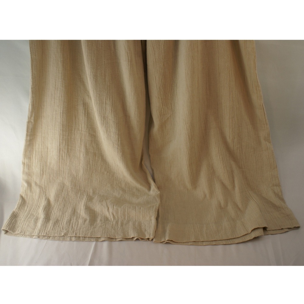 Free People Wide Leg Gauze Pants Beige Tan Crossover Waist Smocked Back Boho NEW - Picture 14 of 16